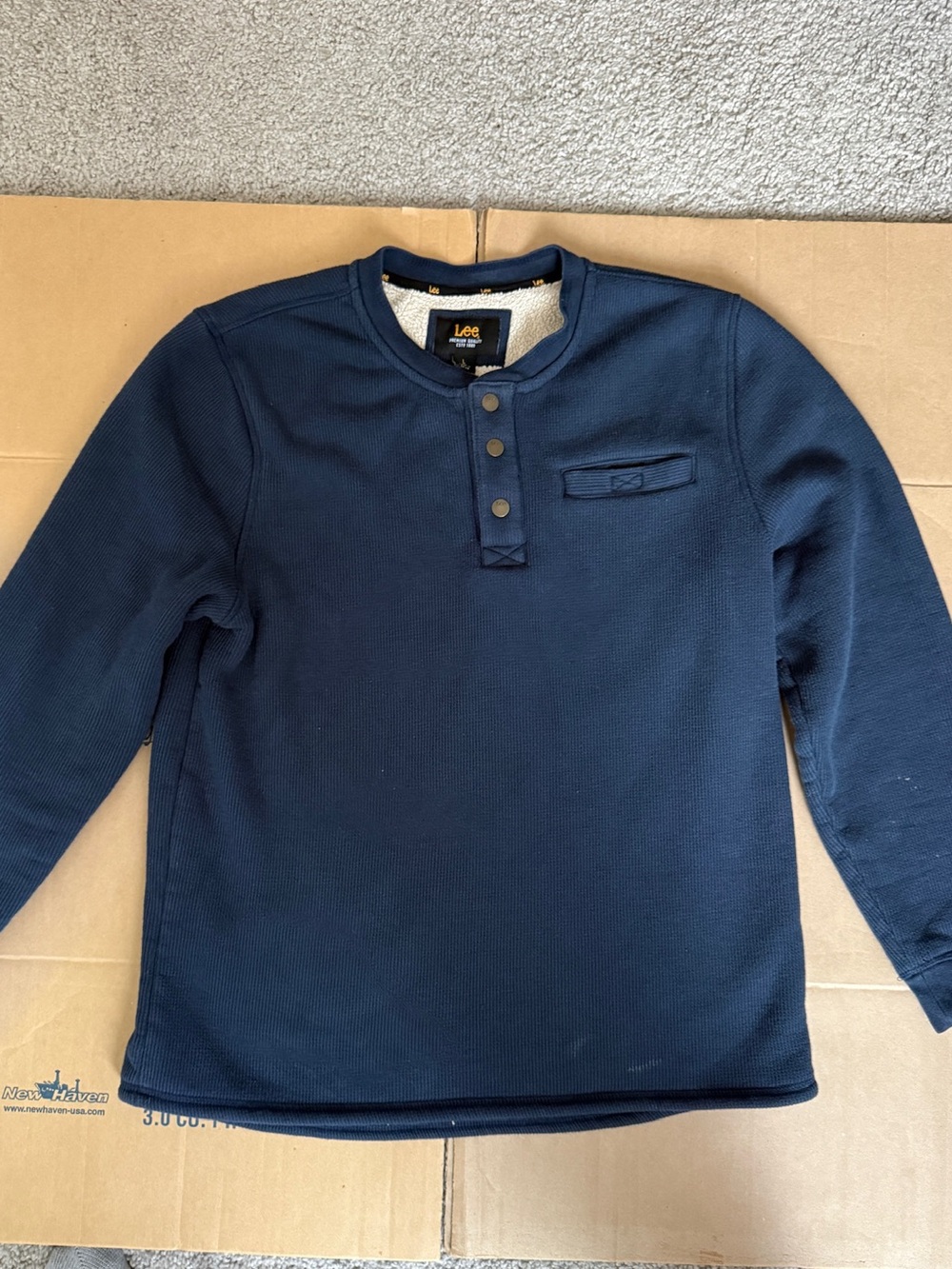 Lee Navy Logo Pullover with Gold Embroidery
